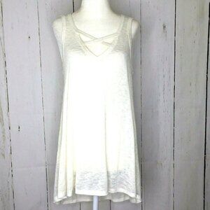Bobeau Women's Large Sleeveless V Neck Knit Tank Top Off White Ivory NEW